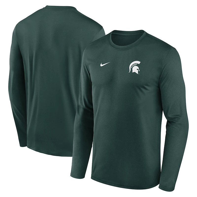 Men's Nike Green Michigan State Spartans 2026 Sideline Small Logo Legend Dri-FIT Long Sleeve T-Shirt