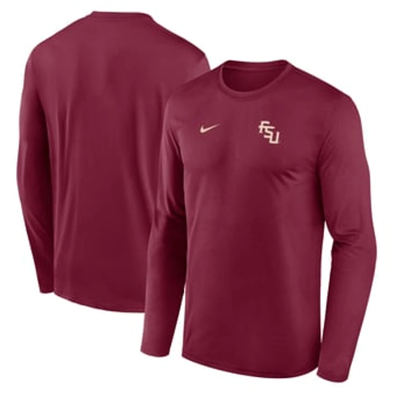 Men's Nike Garnet Florida State Seminoles 2026 Sideline Small Logo Legend Dri-FIT Long Sleeve T-Shirt