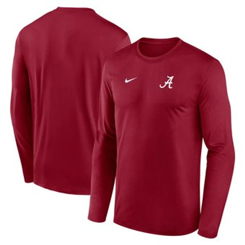 Men's Nike Crimson Alabama Crimson Tide 2026 Sideline Small Logo Legend Dri-FIT Long Sleeve T-Shirt