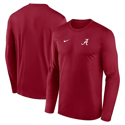 Men's Nike Crimson Alabama Crimson Tide 2026 Sideline Small Logo Legend Dri-FIT Long Sleeve T-Shirt