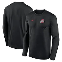 Men's Nike Black Ohio State Buckeyes 2026 Sideline Small Logo Legend Dri-FIT Long Sleeve T-Shirt