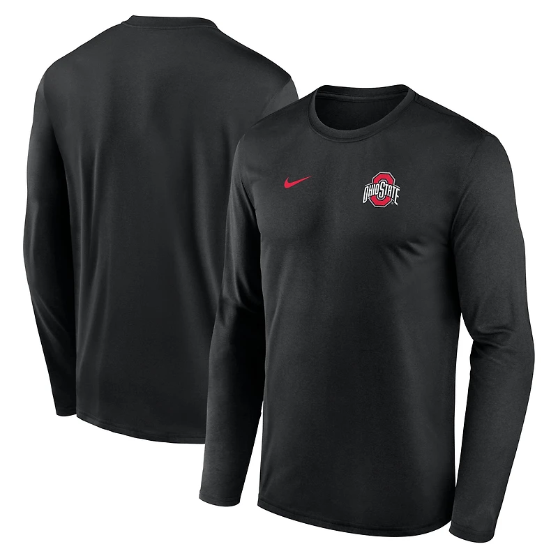 Men's Nike Black Ohio State Buckeyes 2026 Sideline Small Logo Legend Dri-FIT Long Sleeve T-Shirt