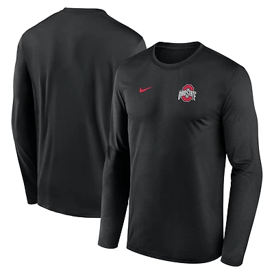 Men's Nike Black Ohio State Buckeyes 2026 Sideline Small Logo Legend Dri-FIT Long Sleeve T-Shirt