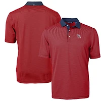 Men's Cutter & Buck  Red Tampa Bay Rays Americana Logo Virtue Eco Pique Stripe Recycled Polo