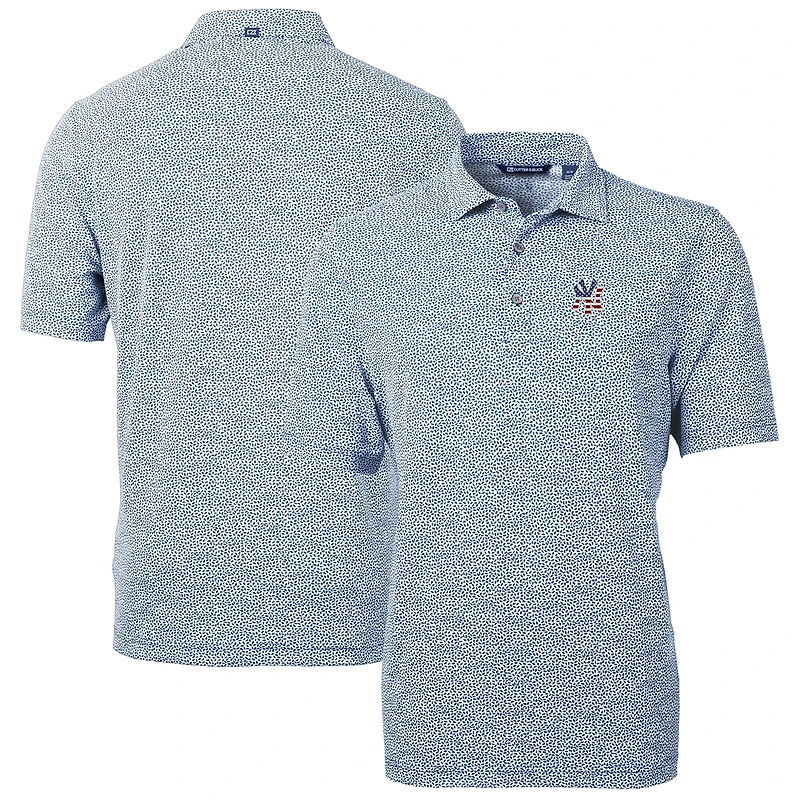 Men's Cutter & Buck Navy New York Yankees Americana Logo Virtue Eco-Pique Botanical Recycled Polo