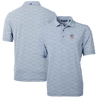 Men's Cutter & Buck  Navy New York Yankees Americana Logo Virtue Eco-Pique Botanical Recycled Polo