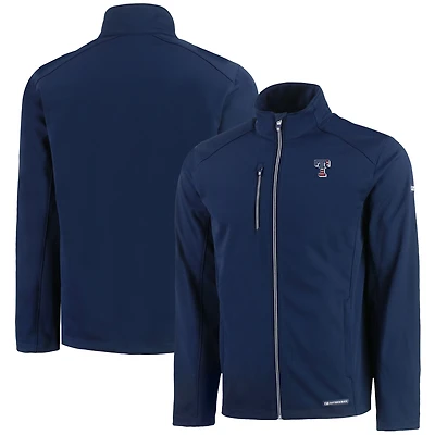 Men's Cutter & Buck  Navy Texas Rangers Americana Logo Evoke Eco Softshell Recycled Full-Zip Jacket