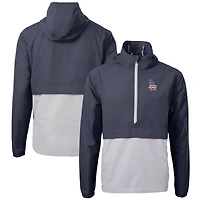 Men's Cutter & Buck  Navy/Gray Los Angeles Dodgers Americana Logo Charter Eco Knit Recycled Anorak Half-Zip Jacket