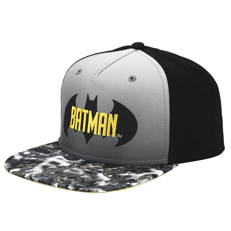 Youth Gray Batman Baseball Snapback Hat