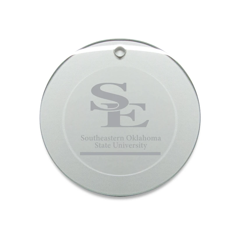 Southeastern Oklahoma State Savage Storm 3'' Glass Round Ornament