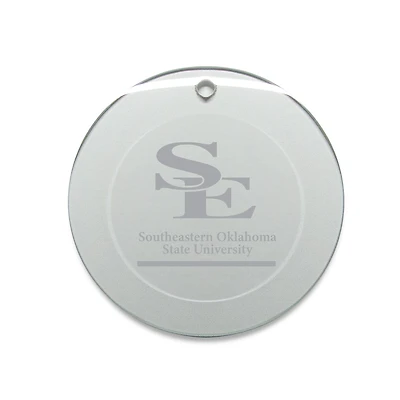 Southeastern Oklahoma State Savage Storm 3'' Glass Round Ornament