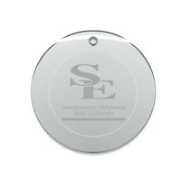 Southeastern Oklahoma State Savage Storm 3'' Glass Round Ornament