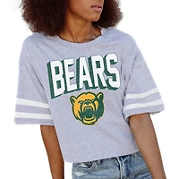 Women's Gameday Couture Gray Baylor Bears No Shortcuts Drop Shoulder Sleeve Stripe Cropped T-Shirt