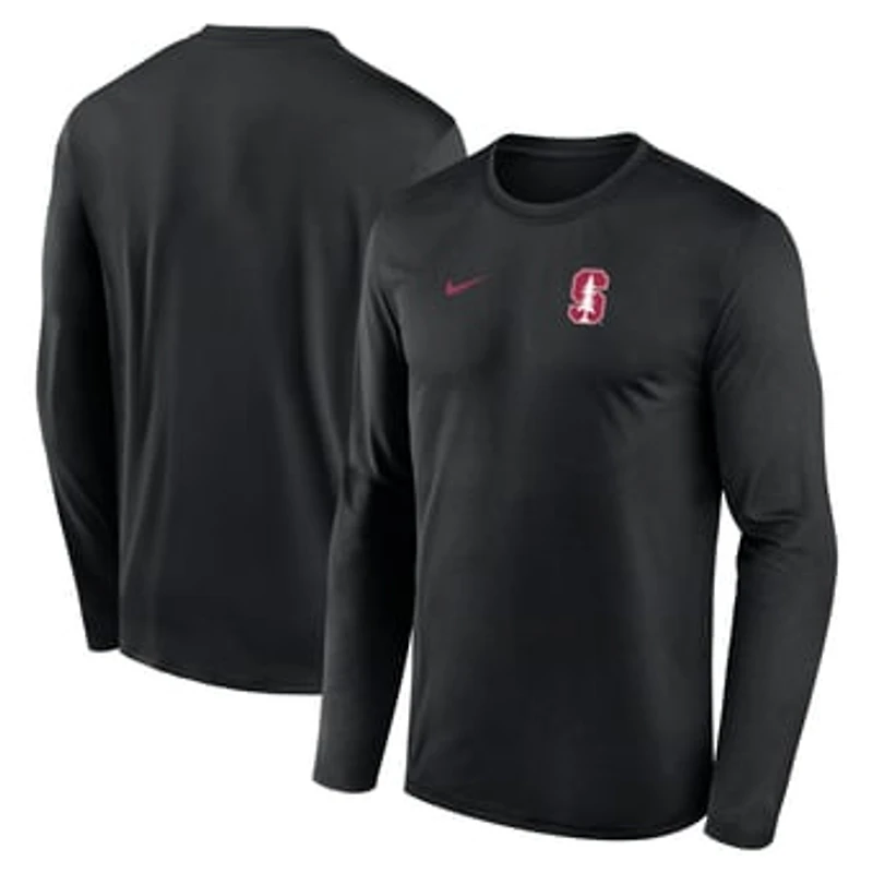 Men's Nike Black Stanford Cardinal 2026 Sideline Small Logo Legend Dri-FIT Long Sleeve T-Shirt