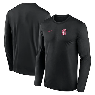 Men's Nike Black Stanford Cardinal 2026 Sideline Small Logo Legend Dri-FIT Long Sleeve T-Shirt