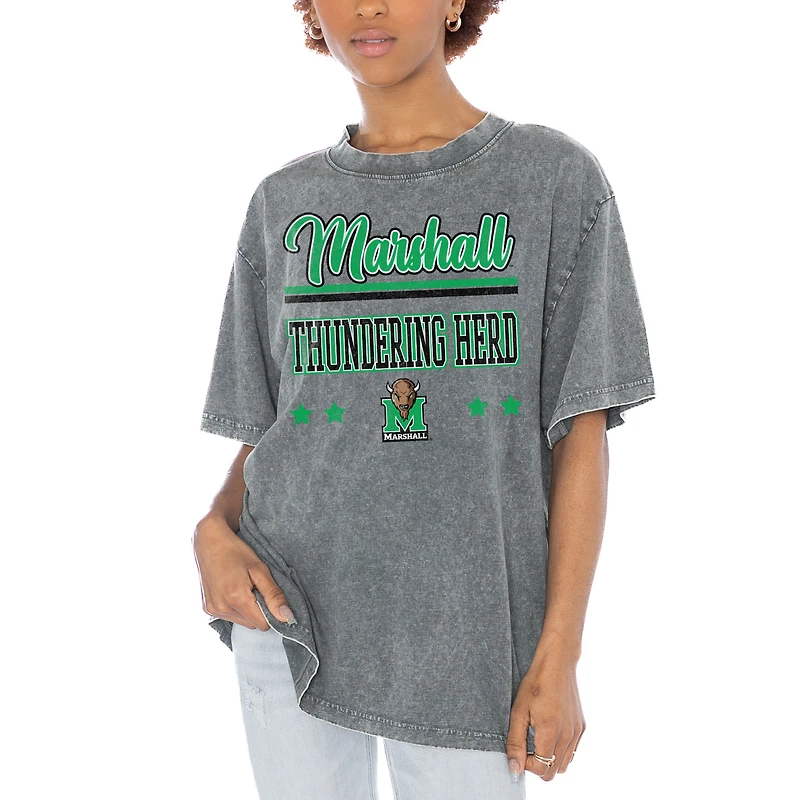 Women's Gameday Couture Gray Marshall Thundering Herd Here To Play Oversized T-Shirt