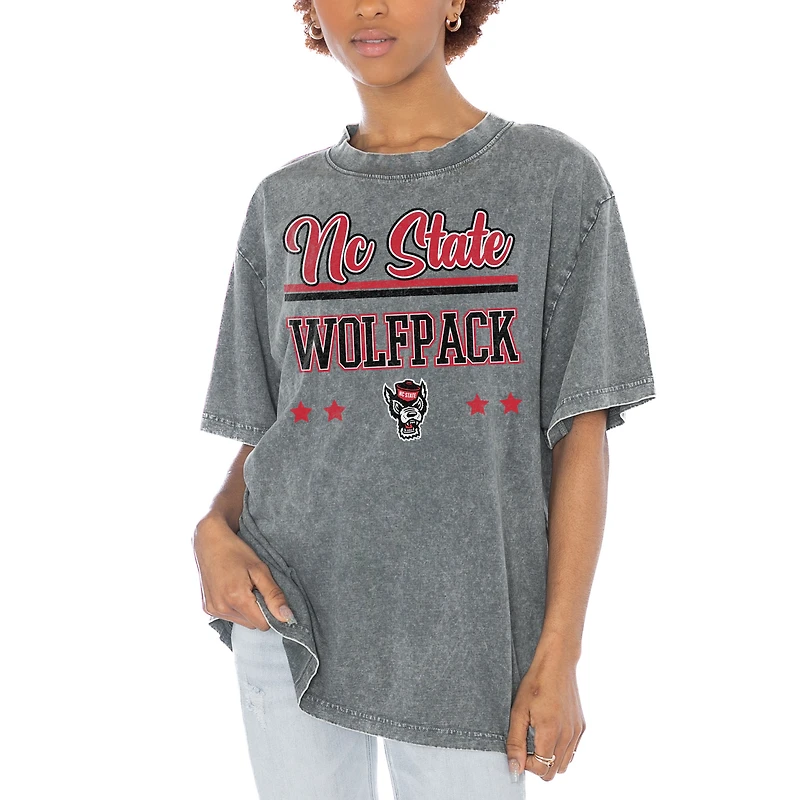 Women's Gameday Couture Gray NC State Wolfpack Here To Play Oversized T-Shirt