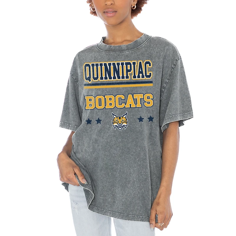 Women's Gameday Couture Gray Quinnipiac Bobcats Here To Play Oversized T-Shirt