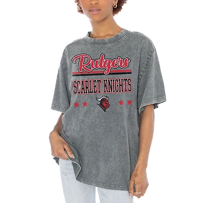 Women's Gameday Couture Gray Rutgers Scarlet Knights Here To Play Oversized T-Shirt