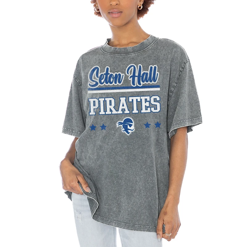 Women's Gameday Couture Gray Seton Hall Pirates Here To Play Oversized T-Shirt