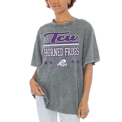 Women's Gameday Couture Gray TCU Horned Frogs Here To Play Oversized T-Shirt