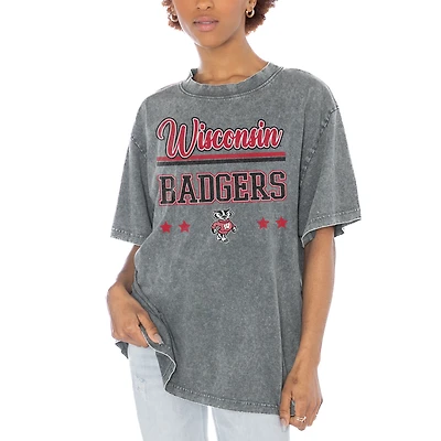 Women's Gameday Couture Gray Wisconsin Badgers Here To Play Oversized T-Shirt