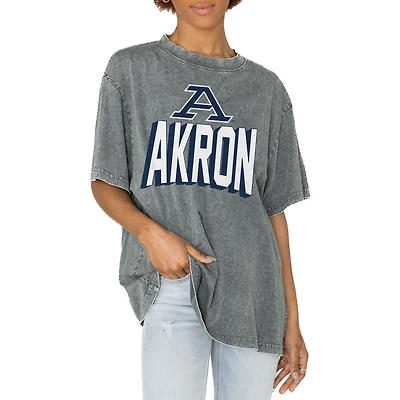 Women's Gameday Couture Gray Akron Zips Solid Defense Oversized T-Shirt