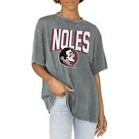 Women's Gameday Couture Gray Florida State Seminoles Solid Defense Oversized T-Shirt