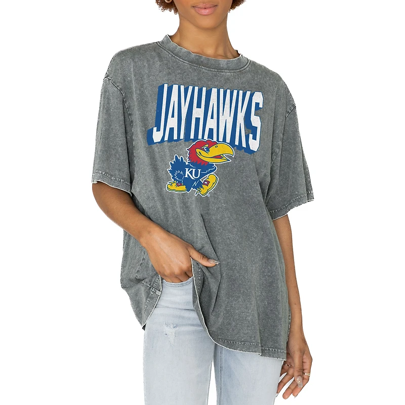 Women's Gameday Couture Gray Kansas Jayhawks Solid Defense Oversized T-Shirt