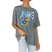 Women's Gameday Couture Gray Kansas Jayhawks Solid Defense Oversized T-Shirt