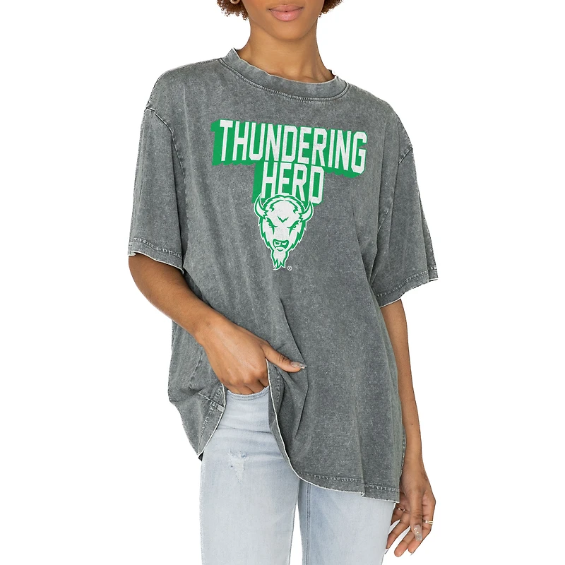 Women's Gameday Couture Gray Marshall Thundering Herd Solid Defense Oversized T-Shirt