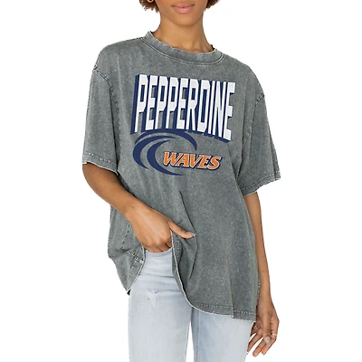 Women's Gameday Couture Gray Pepperdine Waves Solid Defense Oversized T-Shirt