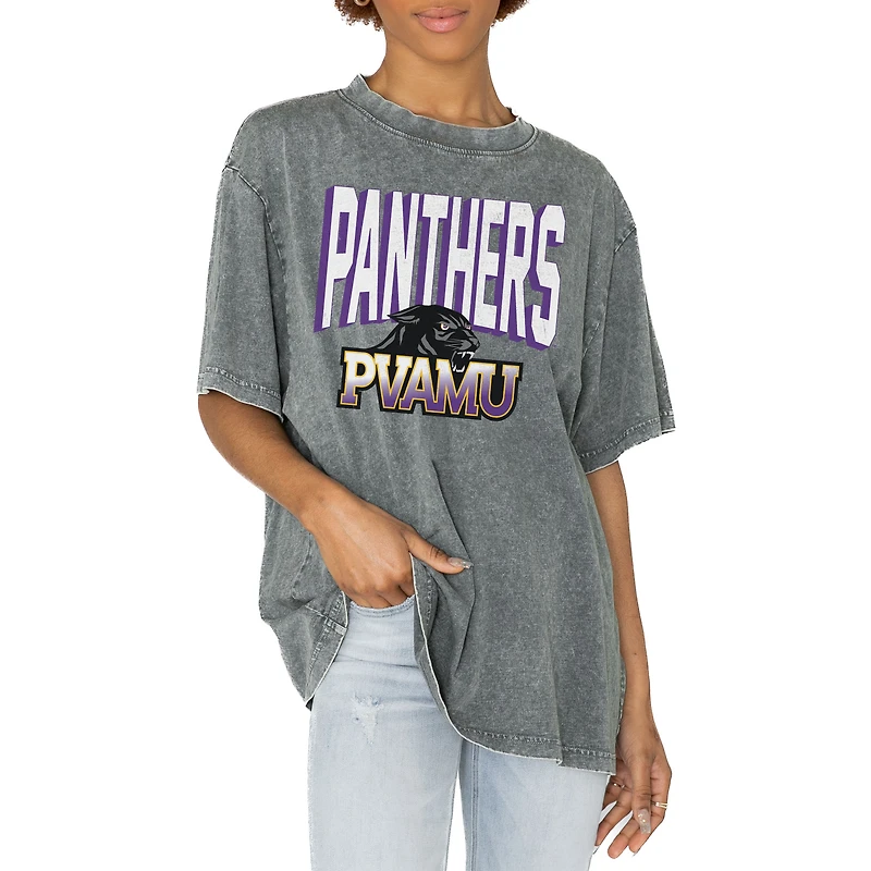 Women's Gameday Couture Gray Prairie View A&M Panthers Solid Defense Oversized T-Shirt