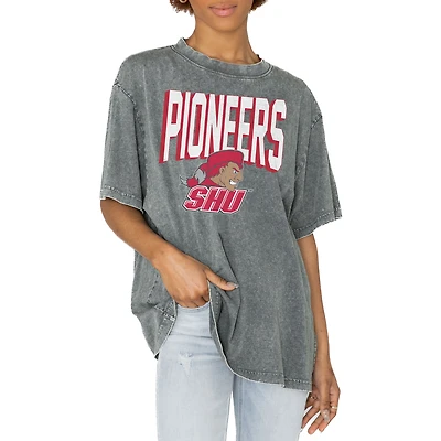 Women's Gameday Couture Gray Sacred Heart Pioneers Solid Defense Oversized T-Shirt