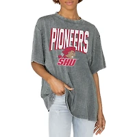 Women's Gameday Couture Gray Sacred Heart Pioneers Solid Defense Oversized T-Shirt
