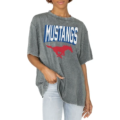 Women's Gameday Couture Gray SMU Mustangs Solid Defense Oversized T-Shirt