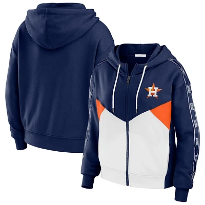 Women's WEAR by Erin Andrews Navy/White Houston Astros  Color Block Full-Zip Hoodie