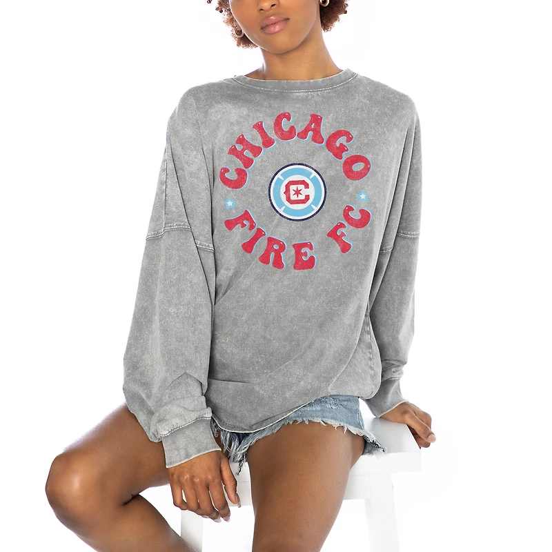 Women's Gameday Couture  Gray Chicago Fire Faded Design Pullover Sweatshirt