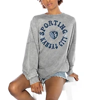 Women's Gameday Couture  Gray Sporting Kansas City Faded Design Pullover Sweatshirt
