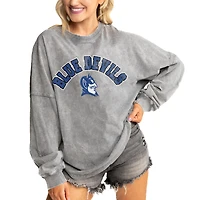 Women's Gameday Couture  Gray Duke Blue Devils Faded Wash Pullover Sweatshirt
