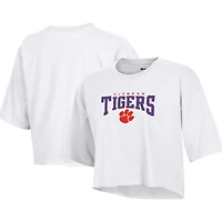 Women's Champion White Clemson Tigers Boyfriend Cropped T-Shirt