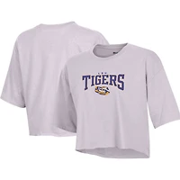 Women's Champion Lavender LSU Tigers Boyfriend Cropped T-Shirt