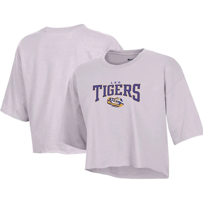 Women's Champion Lavender LSU Tigers Boyfriend Cropped T-Shirt