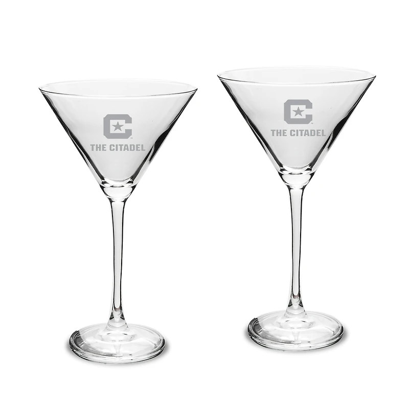 Citadel Bulldogs Two-Piece Traditional 10oz. Martini Glass Set
