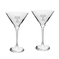 Temple Owls Two-Piece Traditional 10oz. Martini Glass Set