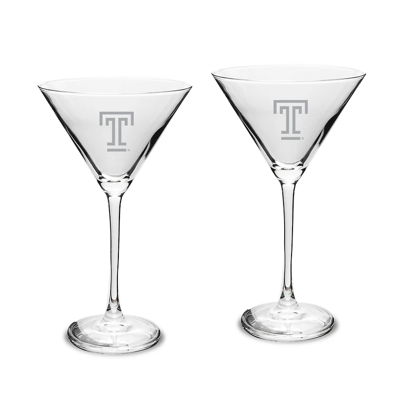 Temple Owls Two-Piece Traditional 10oz. Martini Glass Set