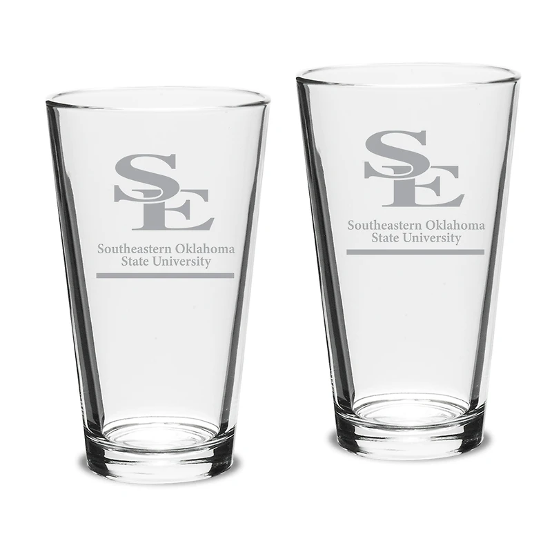 Southeastern Oklahoma State Savage Storm 16oz. Two-Piece Classic Pub Glass Set