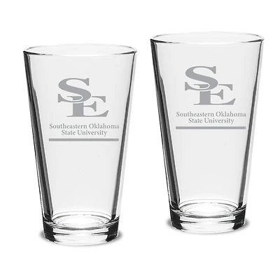 Southeastern Oklahoma State Savage Storm 16oz. Two-Piece Classic Pub Glass Set