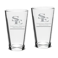 Southeastern Oklahoma State Savage Storm 16oz. Two-Piece Classic Pub Glass Set