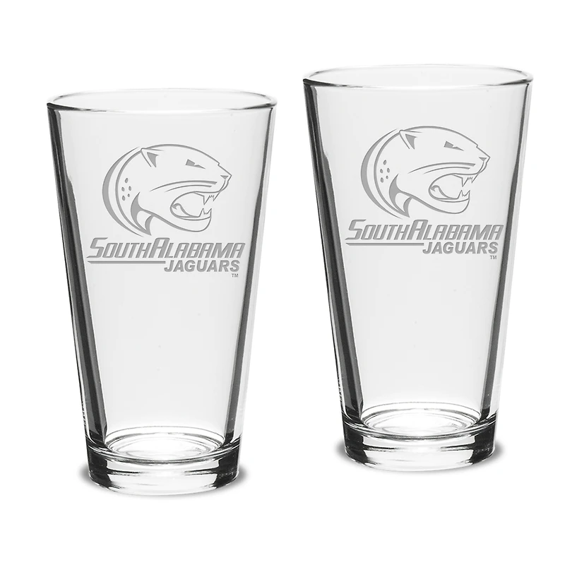 South Alabama Jaguars 16oz. Two-Piece Classic Pub Glass Set